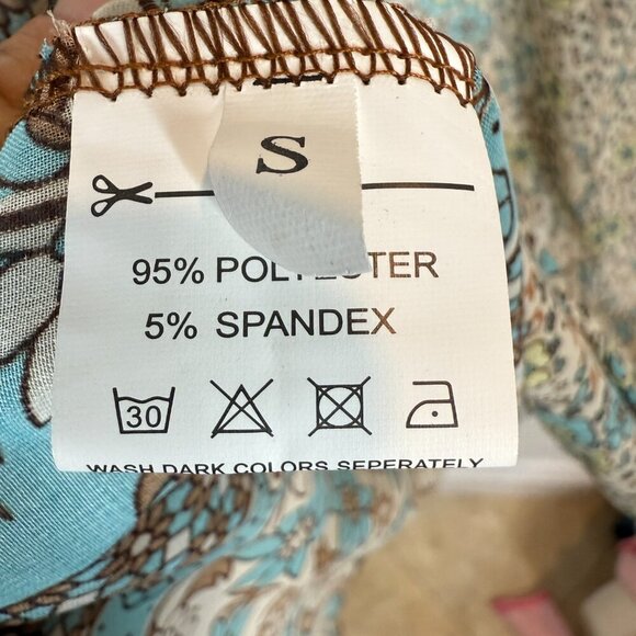 Bohemian Floral Chiffon Long Maxi Dress Sheer Coastal Flowy Beachy XS - Picture 10 of 12